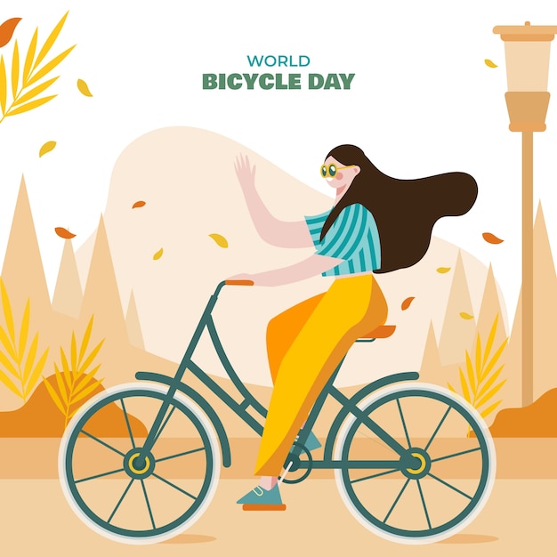 Ilustração do dia mundial da bicicleta plana