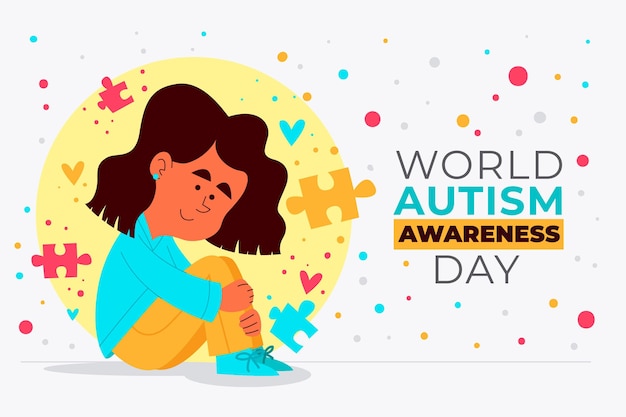 Ilustração do dia mundial da conscientização do autismo dos desenhos animados