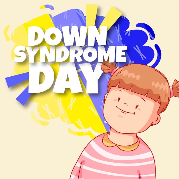 Vetor grátis ilustração do dia mundial da síndrome de down com uma menina