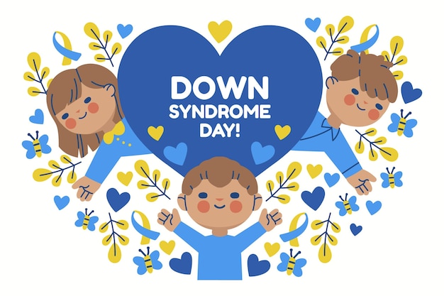 Vetor grátis ilustração do dia mundial da síndrome de down