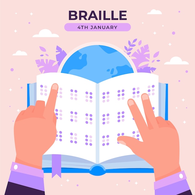 Ilustração do dia mundial do braille plano