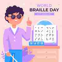 Vetor grátis ilustração do dia mundial do braille plano