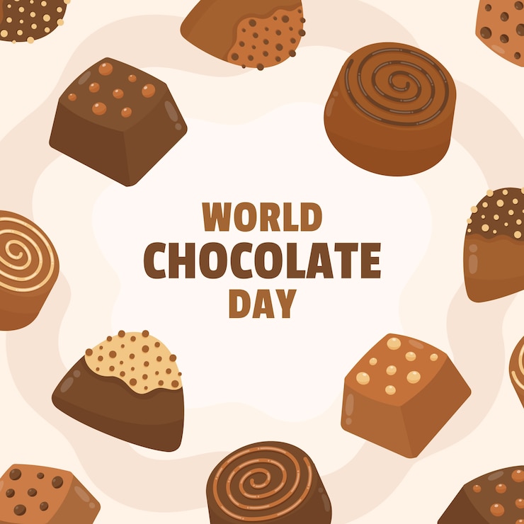 Vetor grátis ilustração do dia mundial do chocolate plana com doces de chocolate