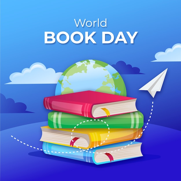 Ilustração do dia mundial do livro gradiente