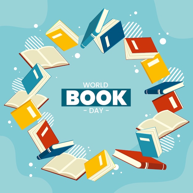Ilustração do dia mundial do livro plana