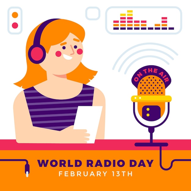 Vetor grátis ilustração do dia mundial do rádio