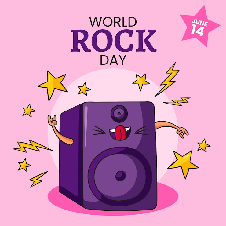 Vetor grátis ilustração do dia mundial do rock desenhada à mão com alto-falante com mãos