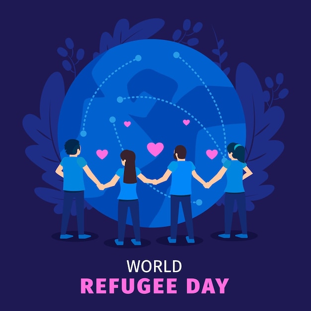 Vetor grátis ilustração do dia mundial dos refugiados