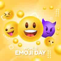 Vetor grátis ilustração do dia mundial emoji gradiente com emoticons