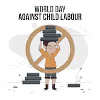 Vetor grátis ilustração do dia mundial plano orgânico contra o trabalho infantil