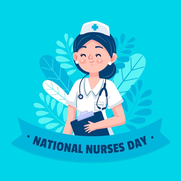 Vetor grátis ilustração do dia nacional das enfermeiras dos desenhos animados