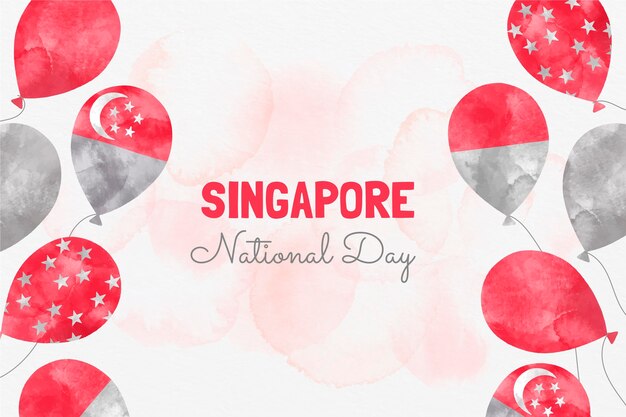 Ilustração do dia nacional de singapura pintada à mão em aquarela