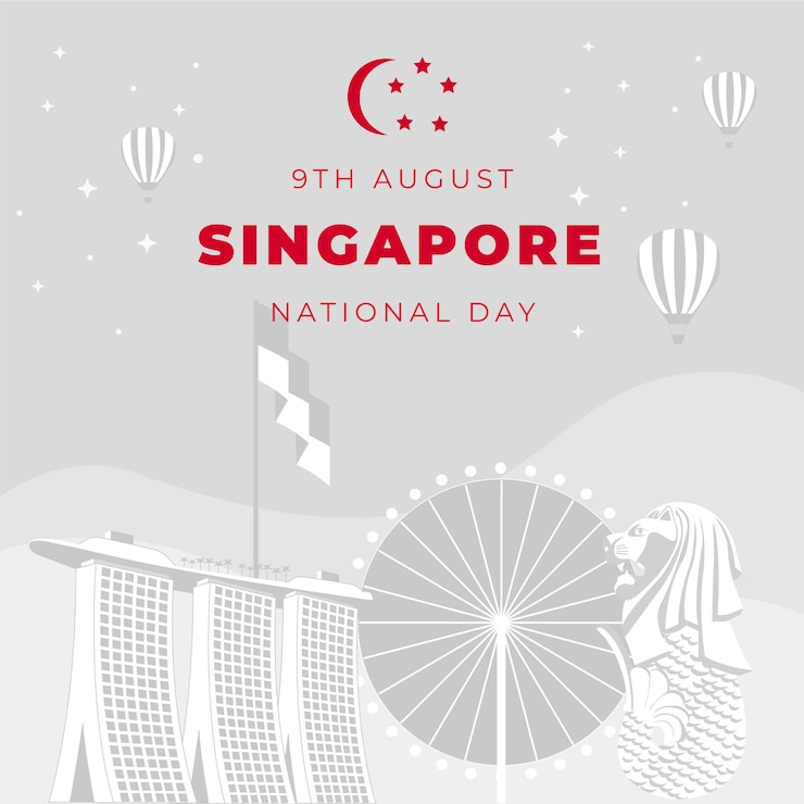 Vetor grátis ilustração do dia nacional de singapura plana