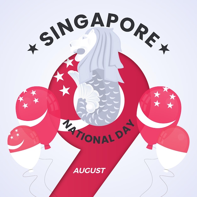 Vetor grátis ilustração do dia nacional de singapura