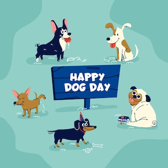 Ilustração do dia nacional do cão dos desenhos animados