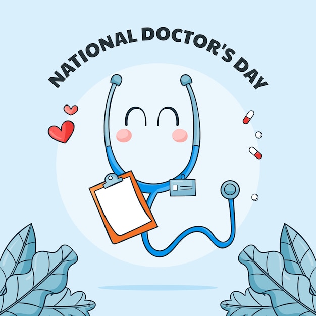 Ilustração do dia nacional do médico desenhada à mão