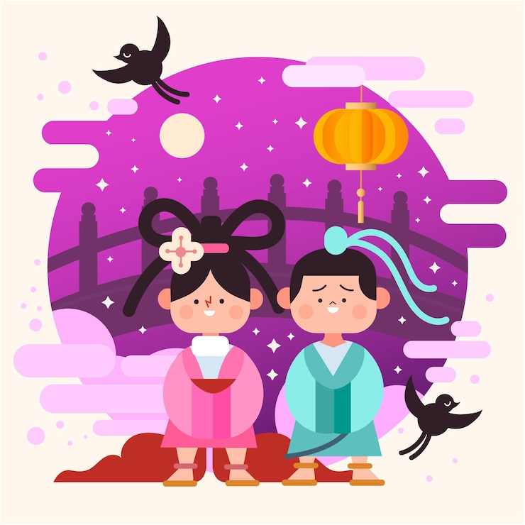 Vetor grátis ilustração do dia qi xi plano