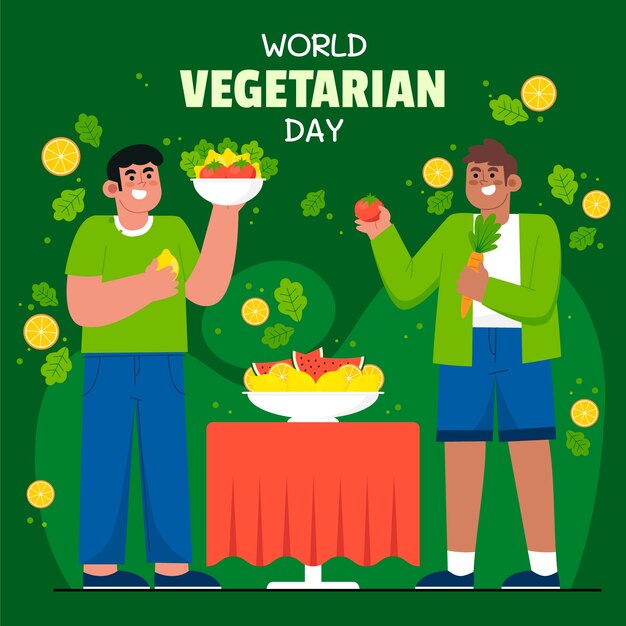 Ilustração do dia vegetariano do mundo plano