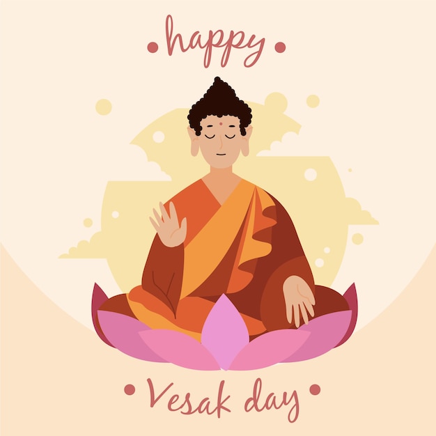 Vetor grátis ilustração do dia vesak plano