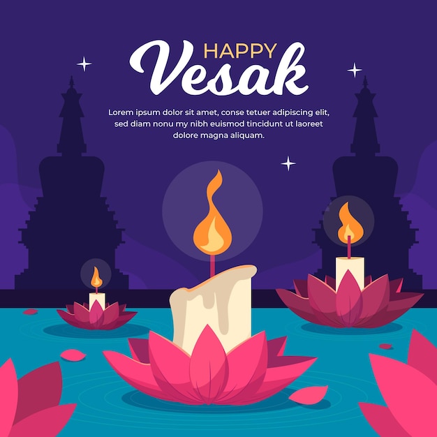 Ilustração do dia vesak plano