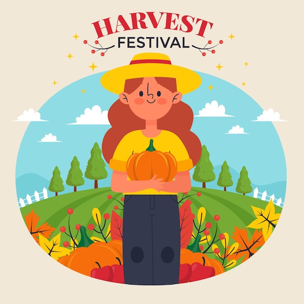 Vetor grátis ilustração do festival de colheita plana