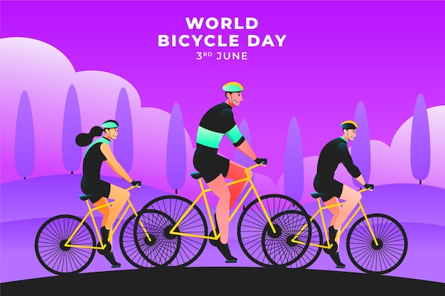 Vetor grátis ilustração do gradiente do dia mundial da bicicleta