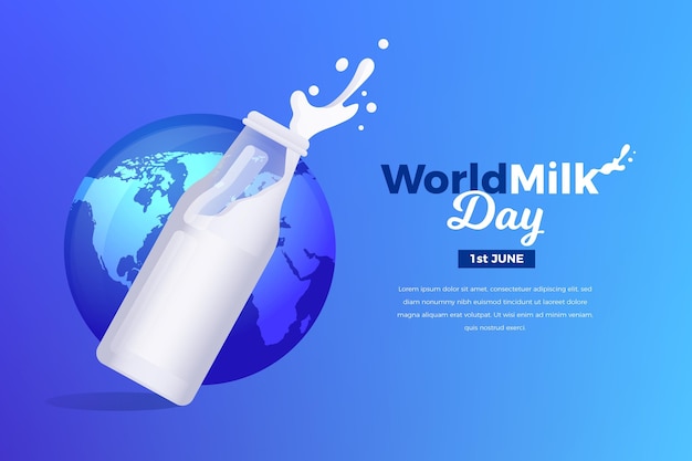 Vetor grátis ilustração do gradiente do dia mundial do leite