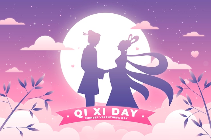 Vetor grátis ilustração do gradiente qi xi day