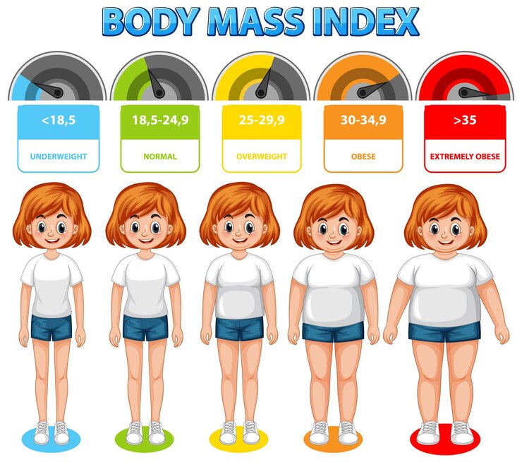 Vetor grátis ilustração do gráfico do índice de massa corporal