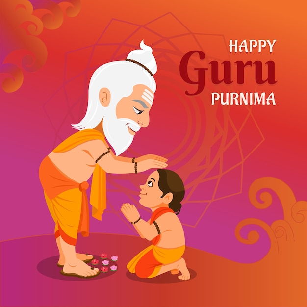 Vetor grátis ilustração do guru purnima dos desenhos animados