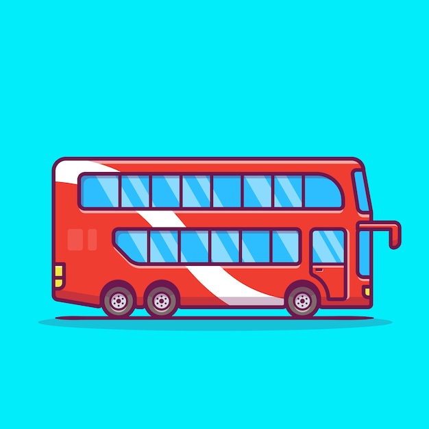 Vetor grátis ilustração do ícone dos desenhos animados de ônibus de dois andares.