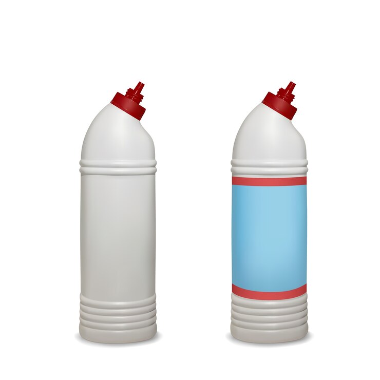 Vetor grátis ilustração do líquido de limpeza do toalete do pacote branco da garrafa plástica para saneantes do banheiro