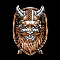 Vetor grátis ilustração do logotipo do guerreiro viking