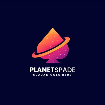 Ilustração do logotipo do vetor planeta spade gradiente estilo colorido
