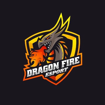 Ilustração do logotipo vetorial dragon fire e esporte e estilo esportivo