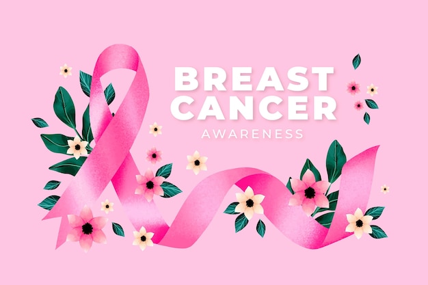 Ilustração do mês de conscientização do câncer de mama em aquarela