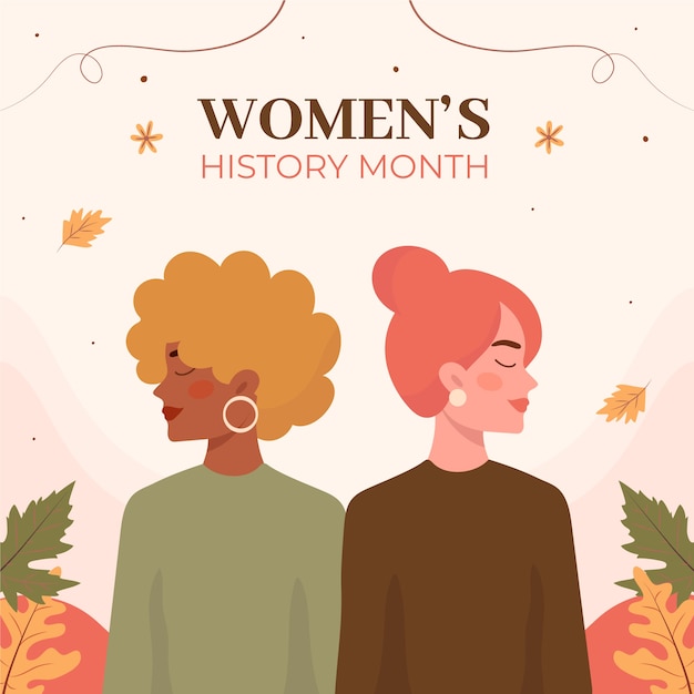 Ilustração do mês de história das mulheres planas