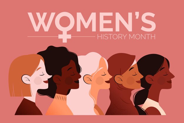 Ilustração do mês de história das mulheres planas