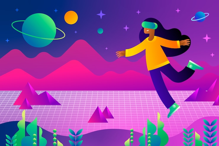 Vetor grátis ilustração do metaverso gradiente