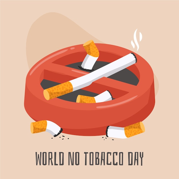 Ilustração do mundo desenhado à mão sem tabaco