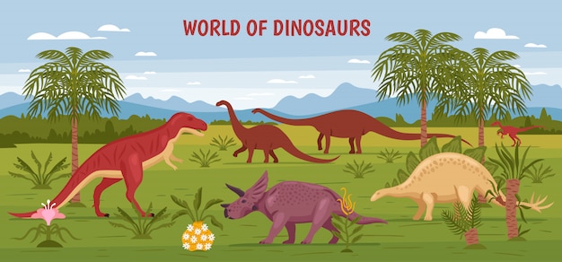 Ilustração do mundo selvagem dinossauro