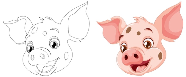 Vetor grátis ilustração do porquinho feliz antes e depois
