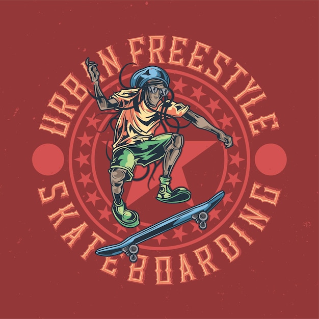 Vetor grátis ilustração do reggae man no skate