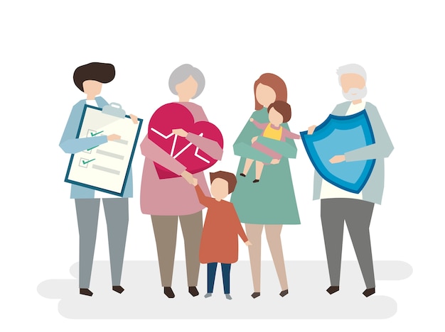 Vetor grátis ilustração do seguro de vida familiar