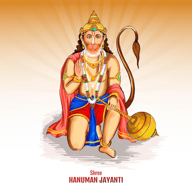 Ilustração do senhor hanuman para o fundo do cartão do festival hanuman jayanti