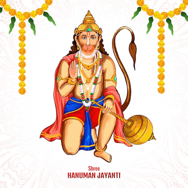 Ilustração do senhor hanuman para o fundo do cartão do festival hanuman jayanti