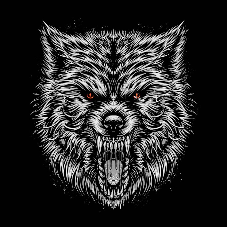 Vetor grátis ilustração do vetor do lobo cinzento de raiva