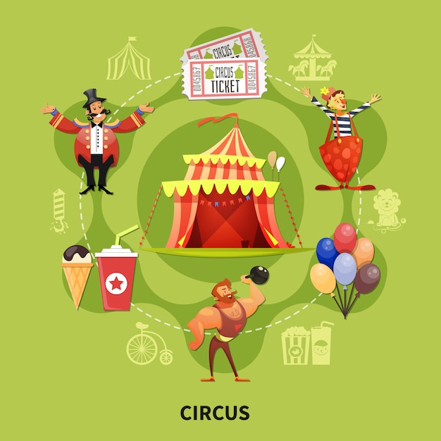 Ilustração dos desenhos animados de circo