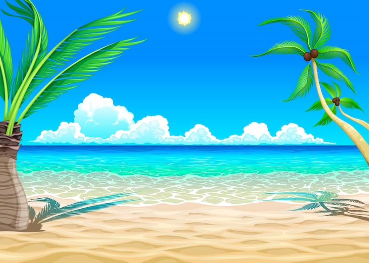 Ilustração dos desenhos animados de praia