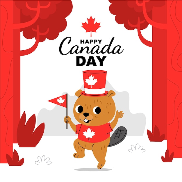 Ilustração dos desenhos animados do dia do canadá